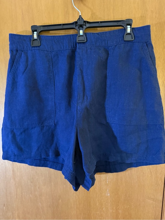 Nicole Miller Pants - Nicole Miller Navy Blue Linen Shorts with Elastic Waist
